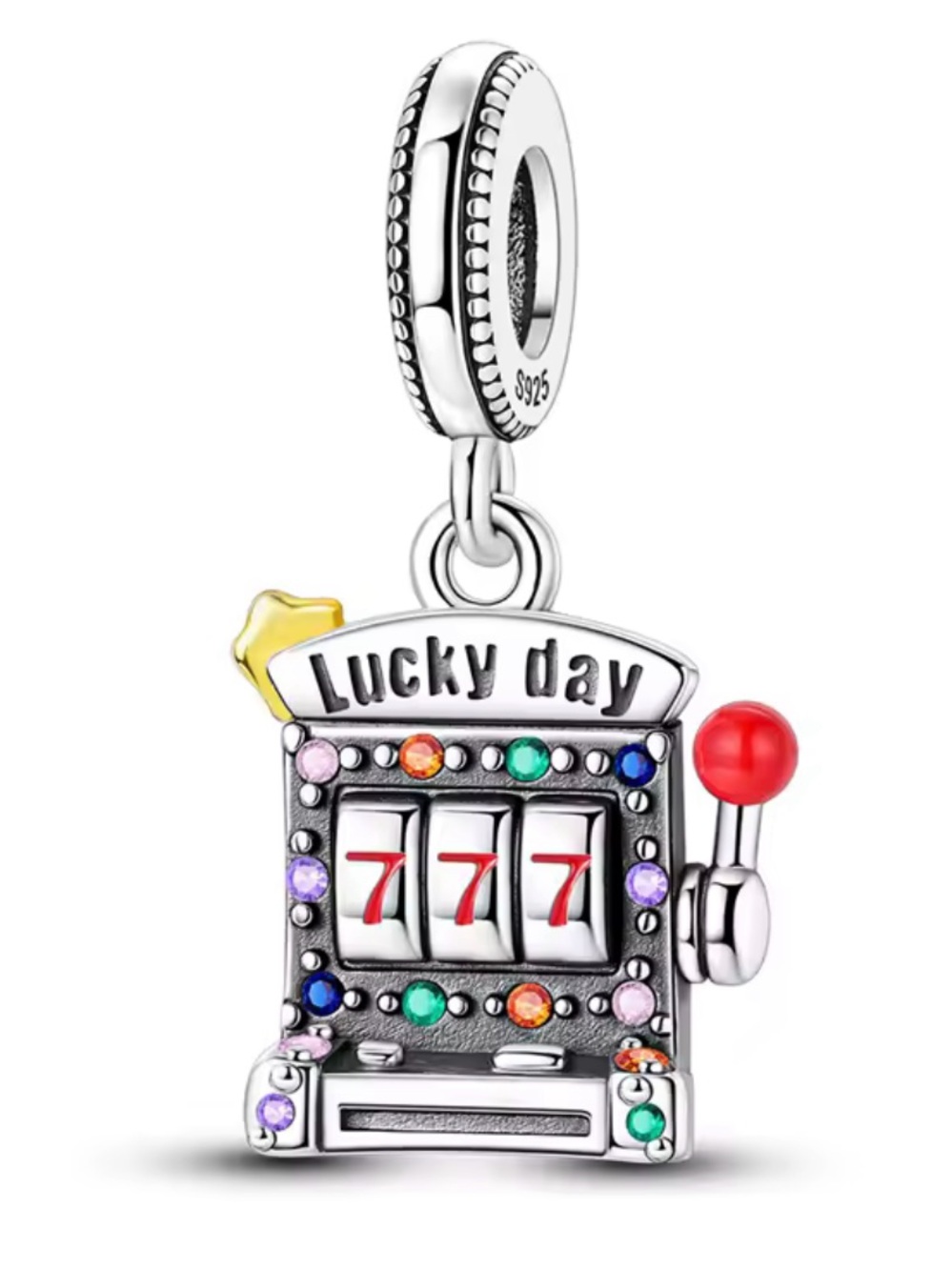 NWOT 777 Lucky Day Slot Machine Dangle Charm Sterling Silver 925
